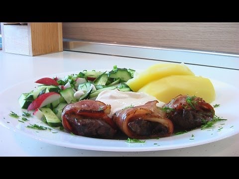 Куриная печенка с беконом видео рецепт Куриная печенка с беконом видео рецепт