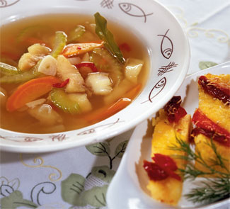 Рецепт рыбного супа с полентой