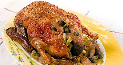 Рецепт утки с зелёным горошком и фасолью
