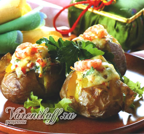 Перец, фаршированный картофелем и креветками
