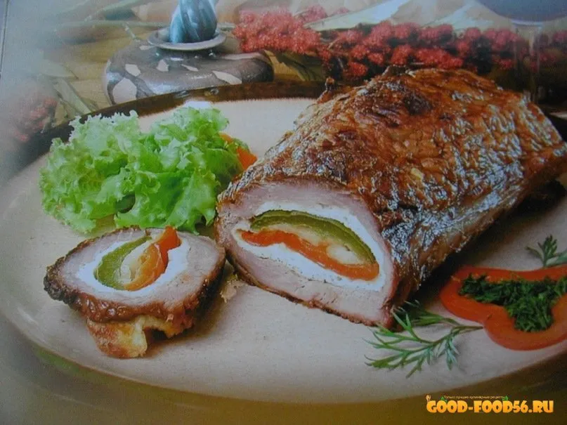 Фаршированная говядина с аджикой и сливочным маслом