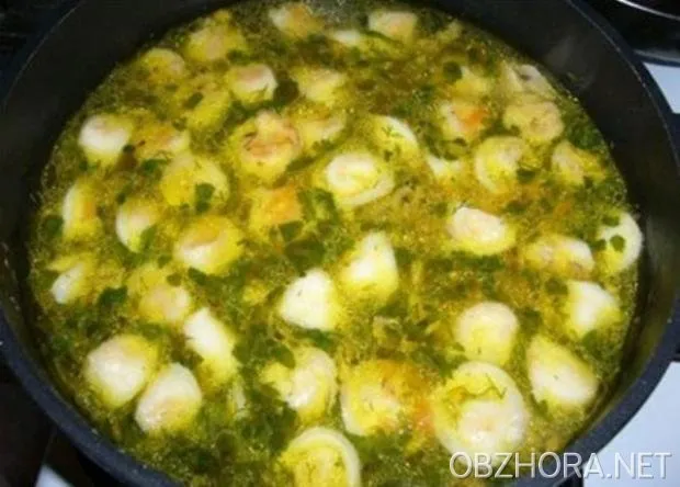 Бульон рыбный с пельменями