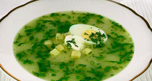 Холодный суп из щавеля и свекольной ботв