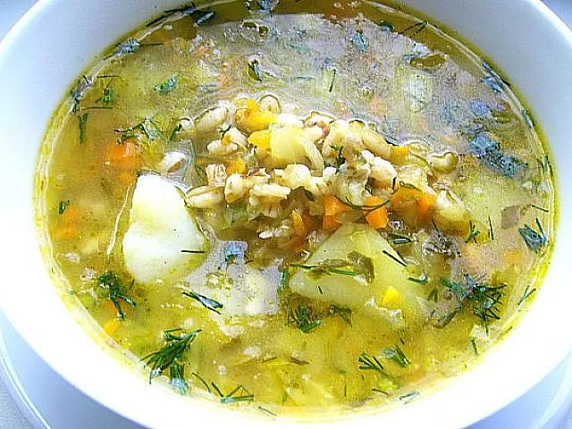 Рассольник грибной с сушёными грибами и перловкой